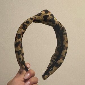 Lele Sadoughi Gold and Black Leopard Headband